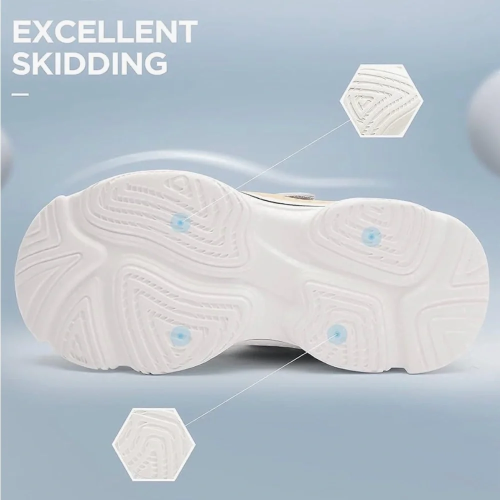 NEW-SHUGE White Black Green Leather Strap Slip On Sneakers Shoes- Youth 3.5Y - Picture 8 of 8